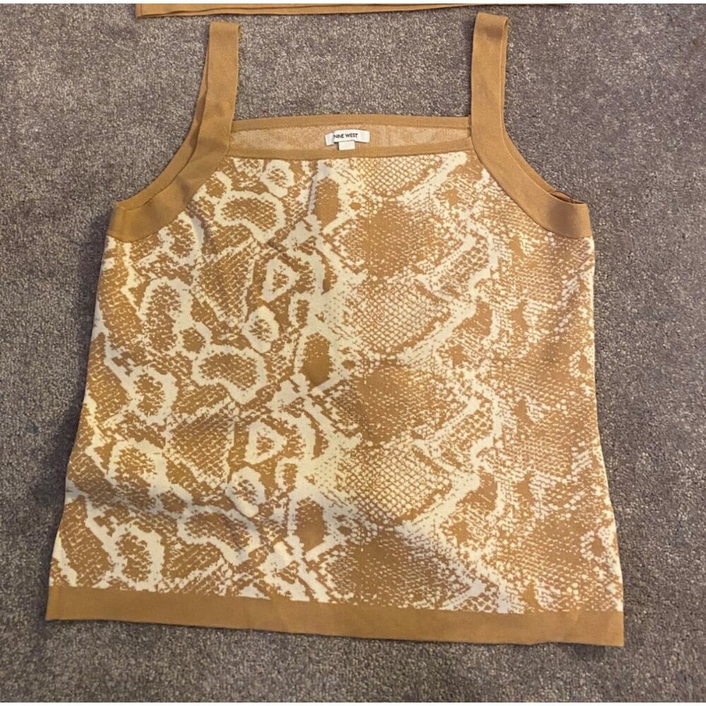 NWT Nine West Tan Python Print Knit Tank Top Sleeveless Medium